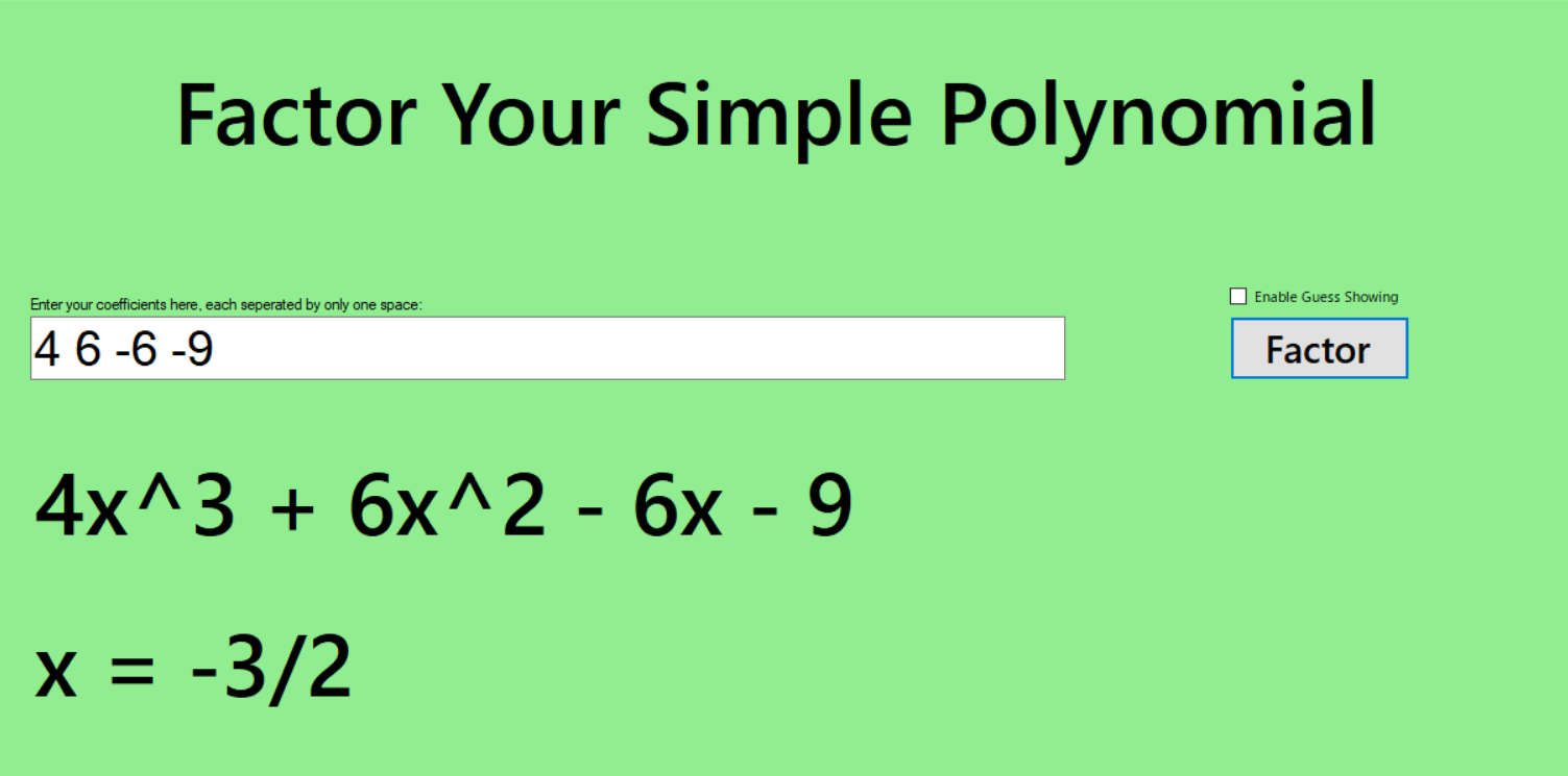 my polynomial factorer app